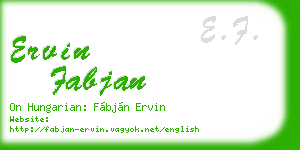 ervin fabjan business card